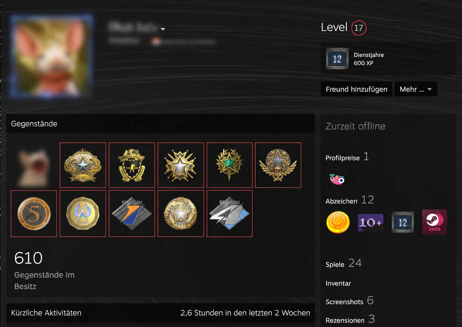 2014 CS2 Premium Account | 1,387 Hours | 10 Medals | Prime | FACEIT